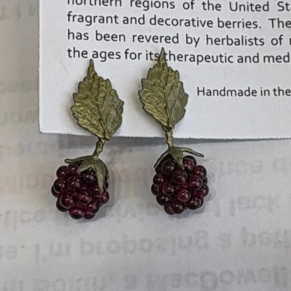 Raspberry Bronze Earrings with Garnet Accents by Michael Michaud